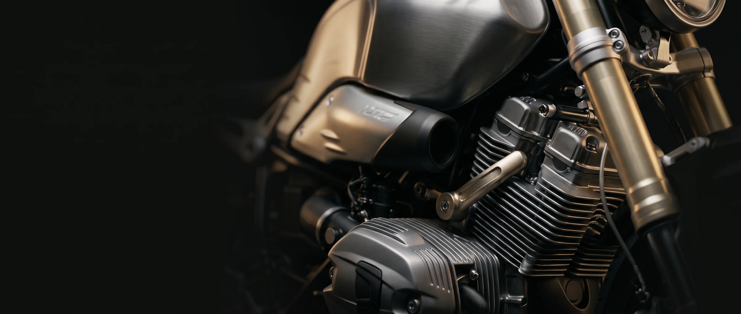Composição conceitual de detalhes de engenharia de uma motocicleta